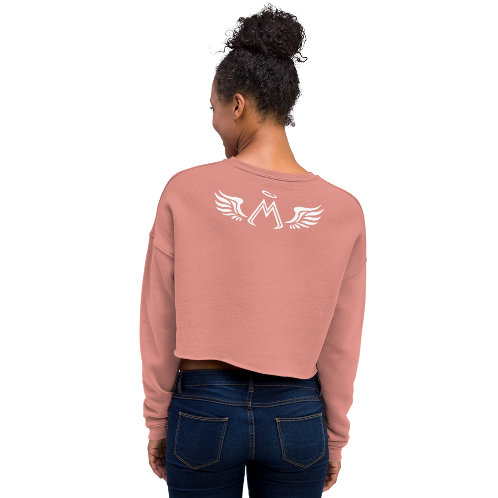 Mauve Crop Sweatshirt With White MM Iconic Logo