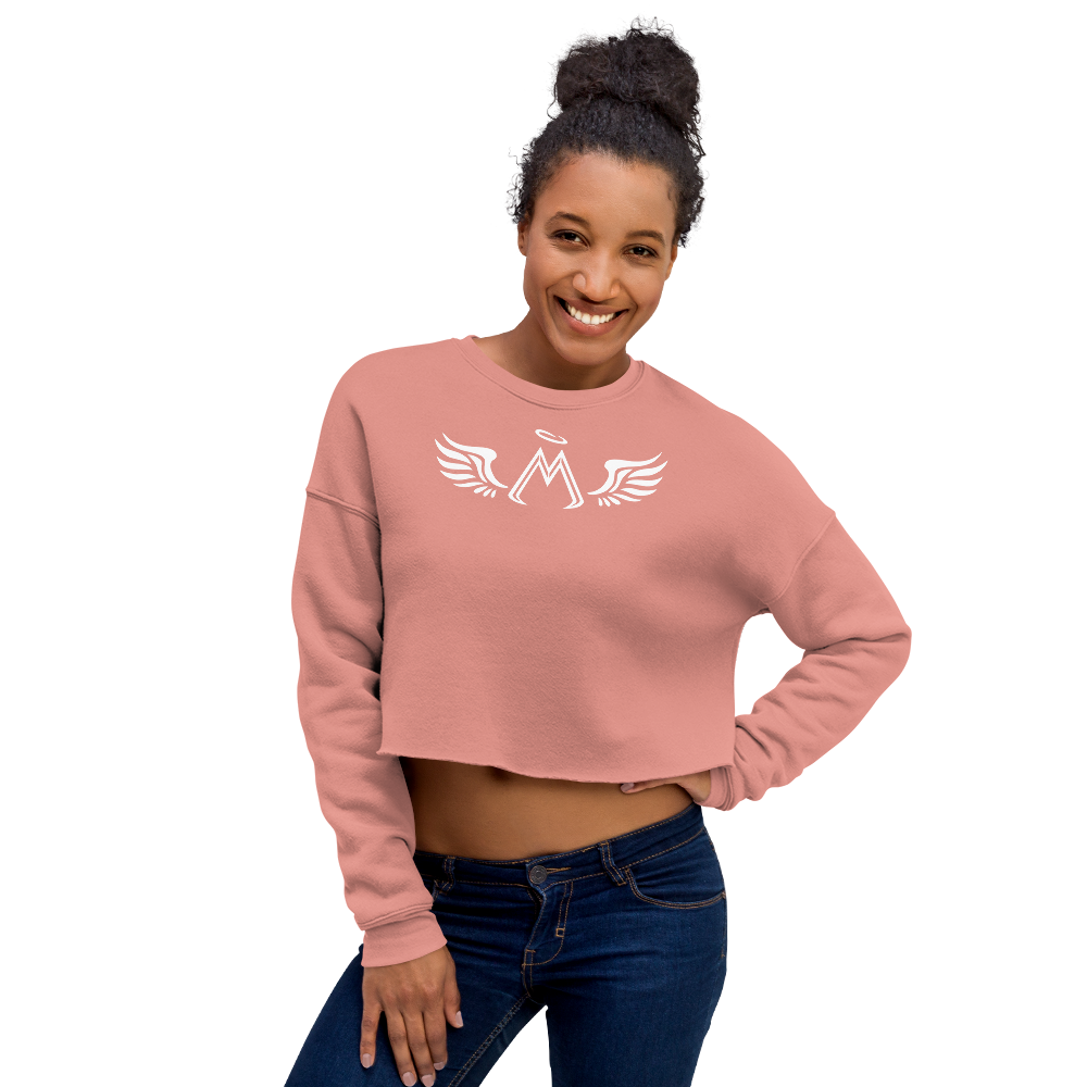 Mauve Crop Sweatshirt With White MM Iconic Logo