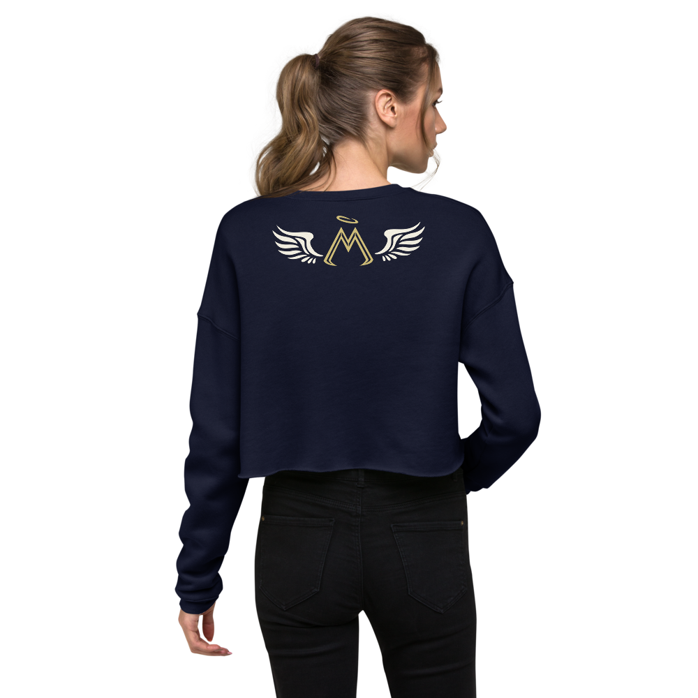 Navy Blue Crop Sweatshirt With Classic MM Iconic Logo