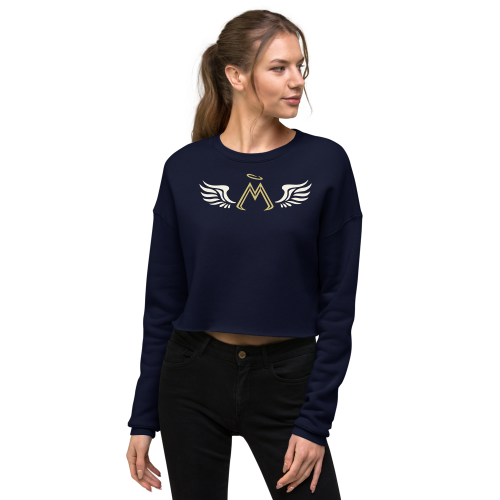 Navy Blue Crop Sweatshirt With Classic MM Iconic Logo