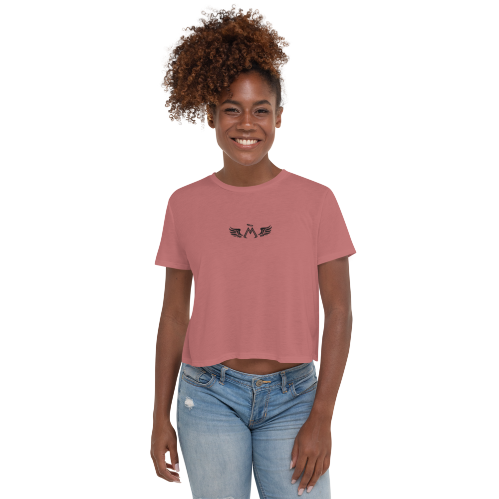 Mauve Crop Tee With Embroidered Black MM Iconic Logo
