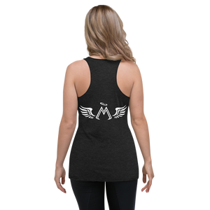 Charcoal Black Racerback Tank With White MM Iconic Logo