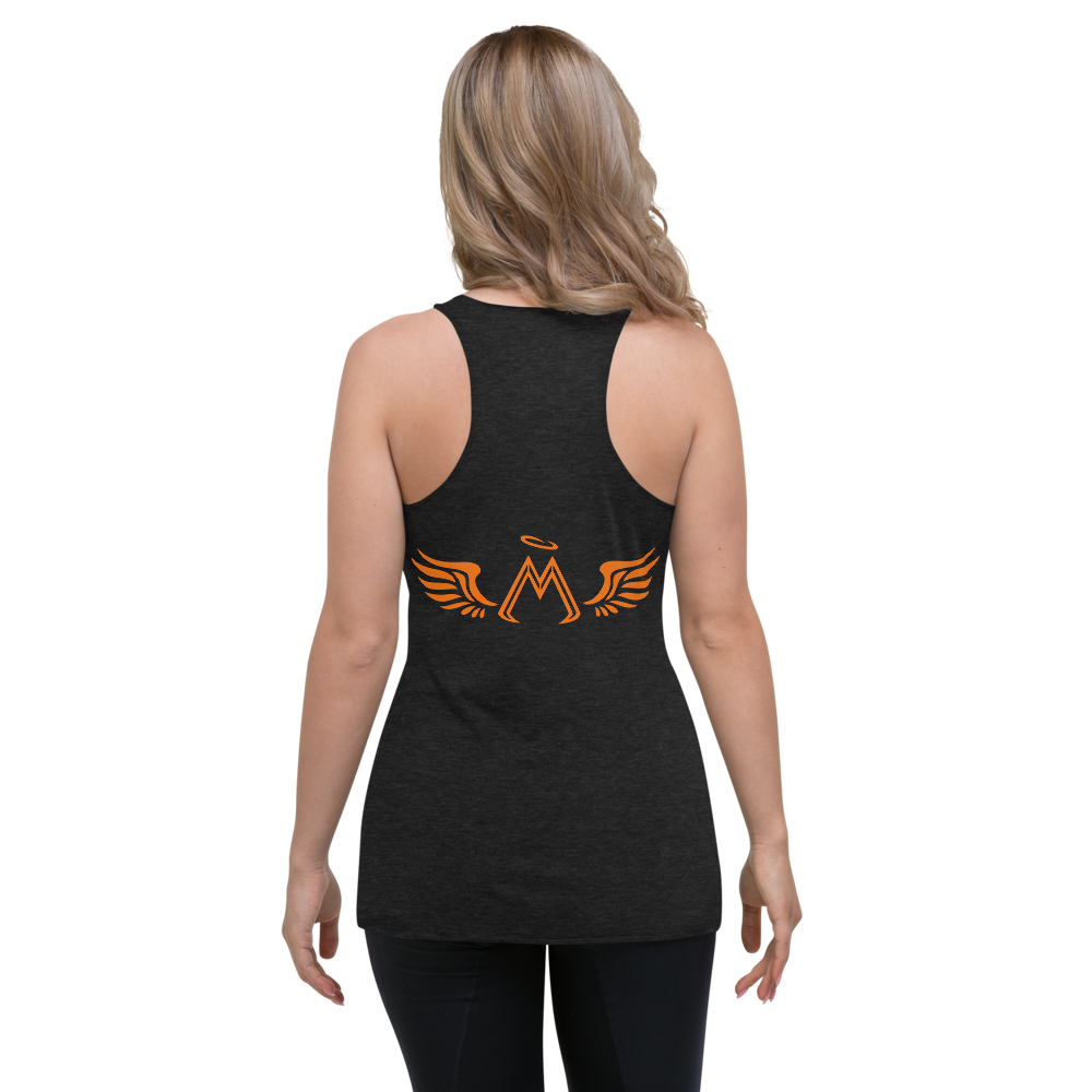 Black Racerback Tank With Orange MM Iconic Logo