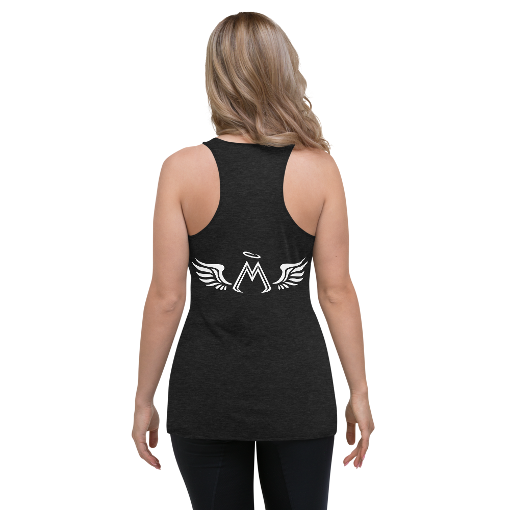 Black Racerback Tank With White MM Iconic Logo