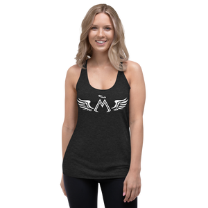 Charcoal Black Racerback Tank With White MM Iconic Logo