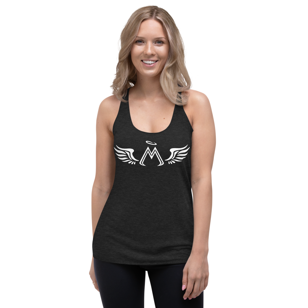 Black Racerback Tank With White MM Iconic Logo