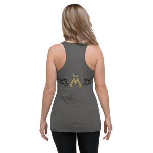 Dark Grey Racerback Tank With Gold-Black MM Iconic Logo