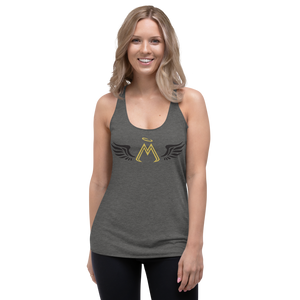 Dark Grey Racerback Tank With Gold-Black MM Iconic Logo