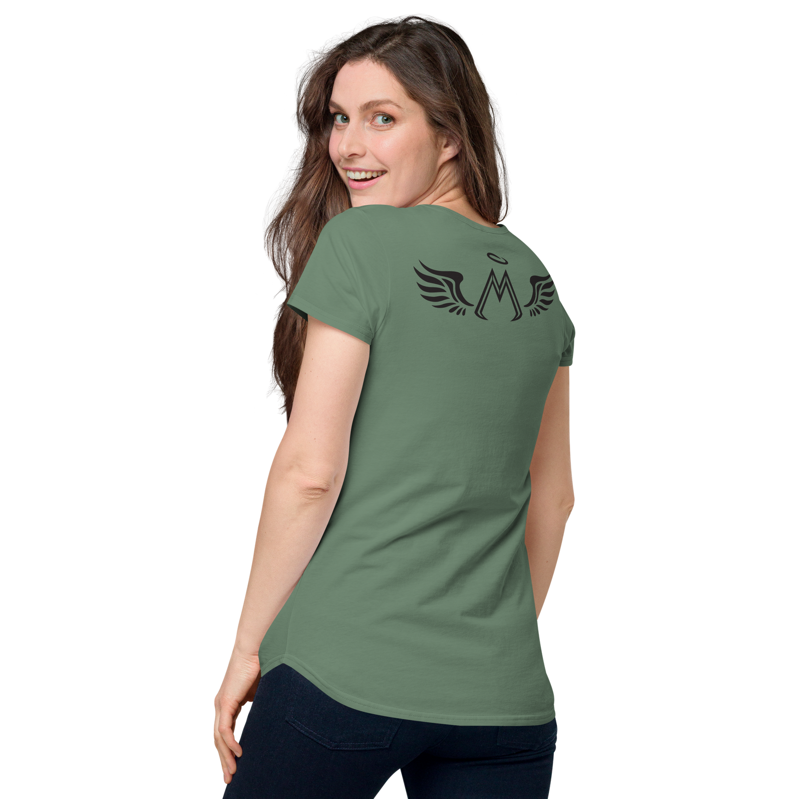 Army Green Round Neck Tee With Black MM Iconic Logo