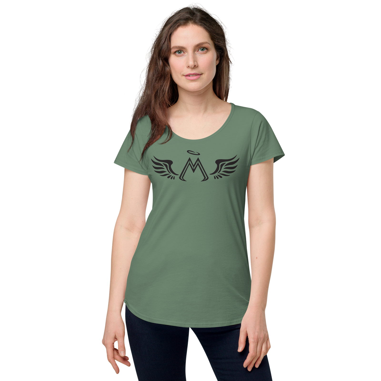 Army Green Round Neck Tee With Black MM Iconic Logo